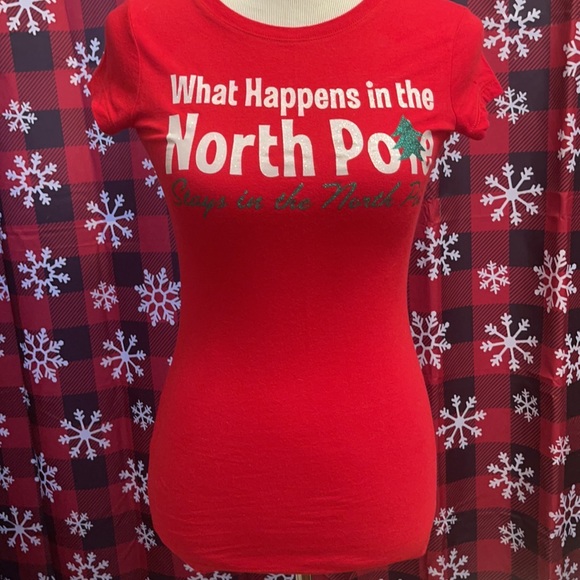 What happens in the North Pole stays in the North Pole Christmas Shirt. Size SM - Picture 3 of 6